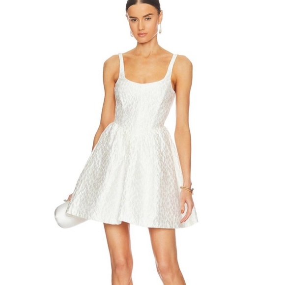 Amanda Uprichard White Textured Mini Dress- perfect for a second reception dress - Picture 1 of 4